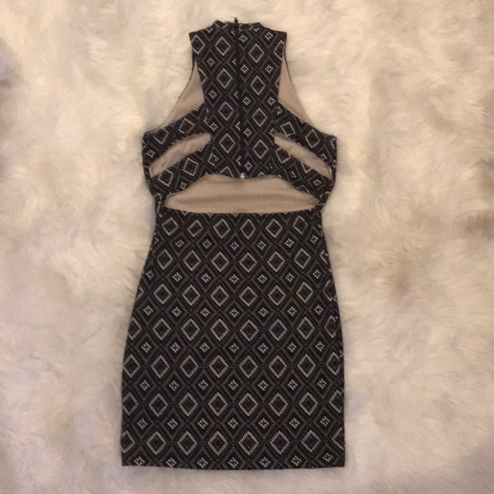 Short black and cream textured dress.